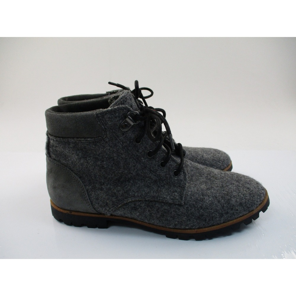 Woolrich Boots Women 7 Grey Wool Suede Vibram Lace Up Utility Hiking Gorpcore
